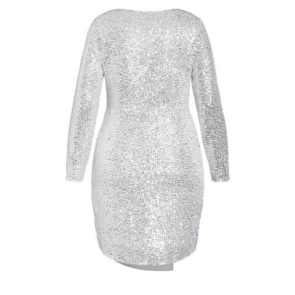 City Chic Womens Silver Sequin Razzle Dress Plus Size XXS or size 12 NWT NYE - Picture 4 of 7